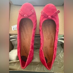 FitFlop Women's F-Pop Ballerina Raspberry Suede Flats Sz 10